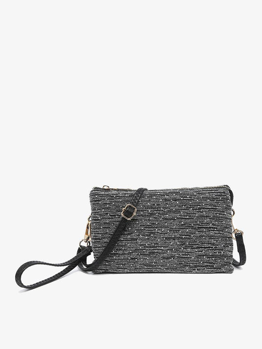 Jen & Co. - M013SHST Riley Shimmer Stripe 3 Compartment Crossbody/Wristlet
