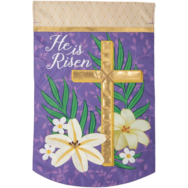"Gold Easter Cross" Double Applique Garden Flag