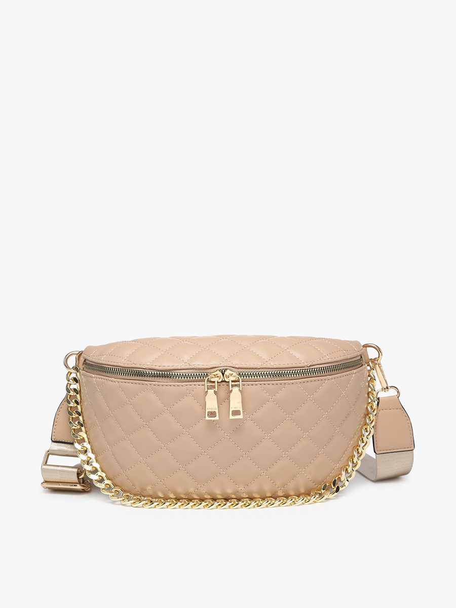 Jen & Co. - M2402 Sylvie Quilted Belt Bag with Chain Strap