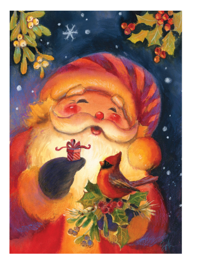 Cheerful Santa Lustre Flag