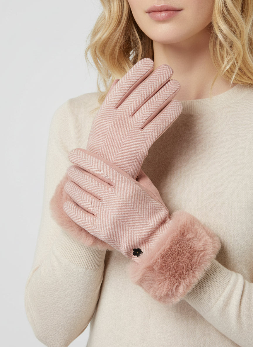 Chevron Fur Gloves
