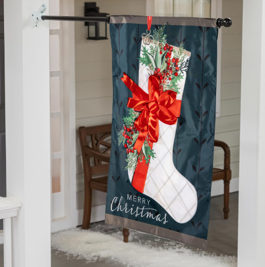 Christmas Stocking Applique House Flag