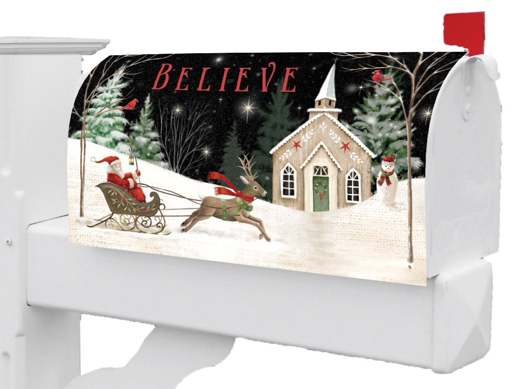 Church and Sleigh-Large Mailbox Makeover