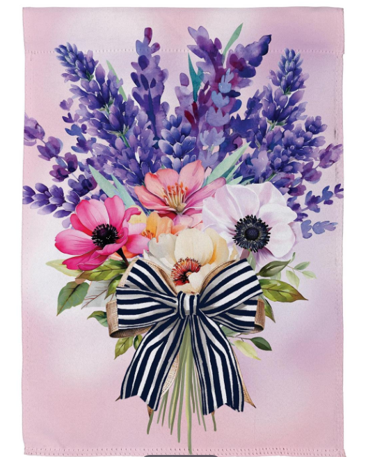 Colorful Floral Bouquet Suede Flag