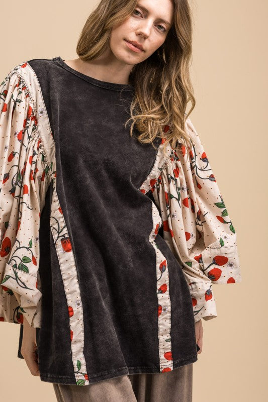 Blue Velvet Poncho Sleeve Top