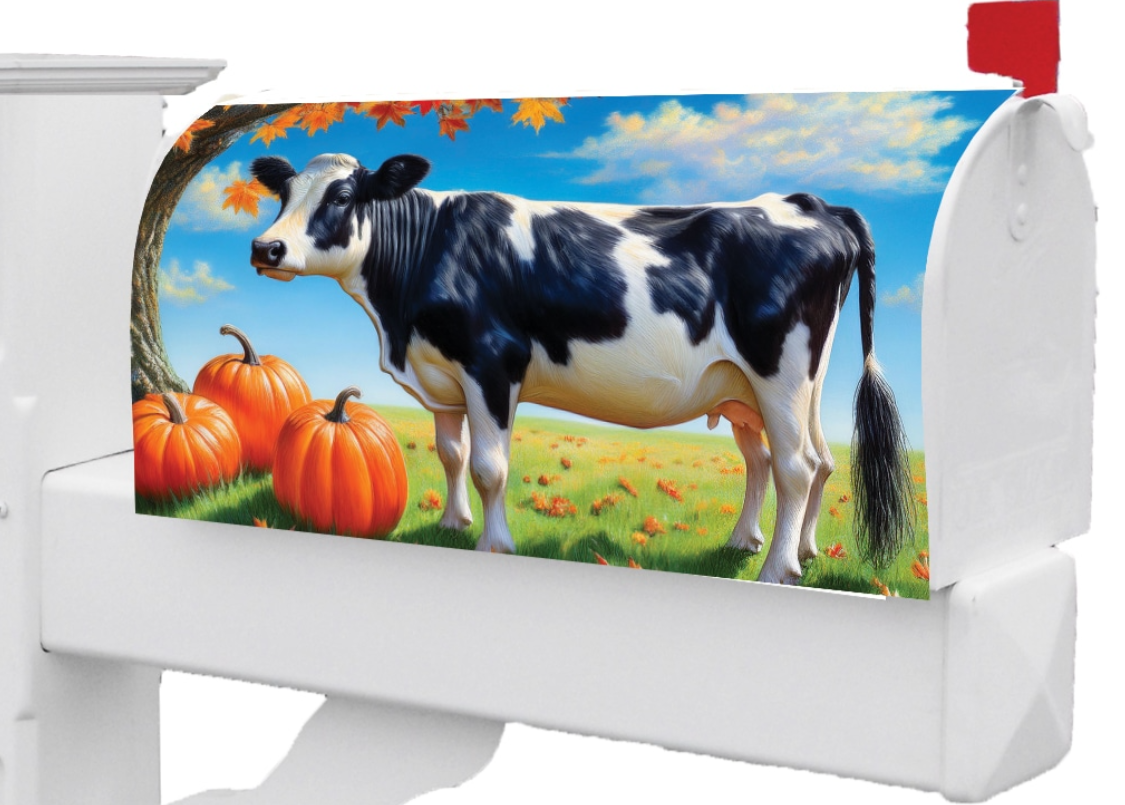Cow & Pumpkin-Large Mailbox Makeover