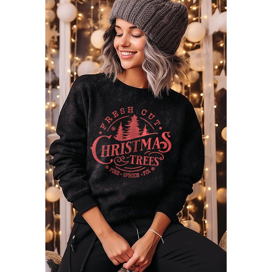 CHRISTMAS TREES MINERAL GRAPHIC SWEATWHIRTS