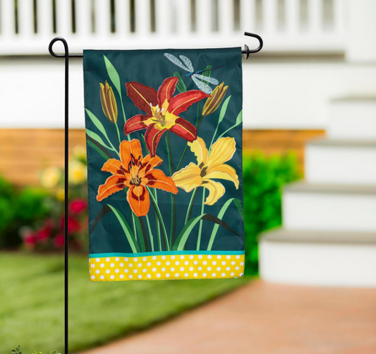 Daylilies Applique Garden Flag