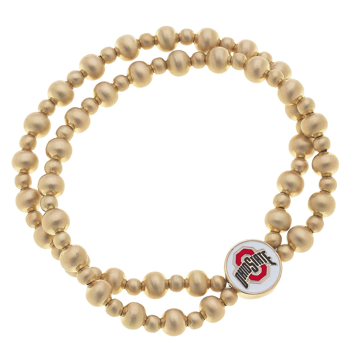 Canvas Style - Ohio State Buckeyes 2-Row Ball Bead Stretch Bracelet