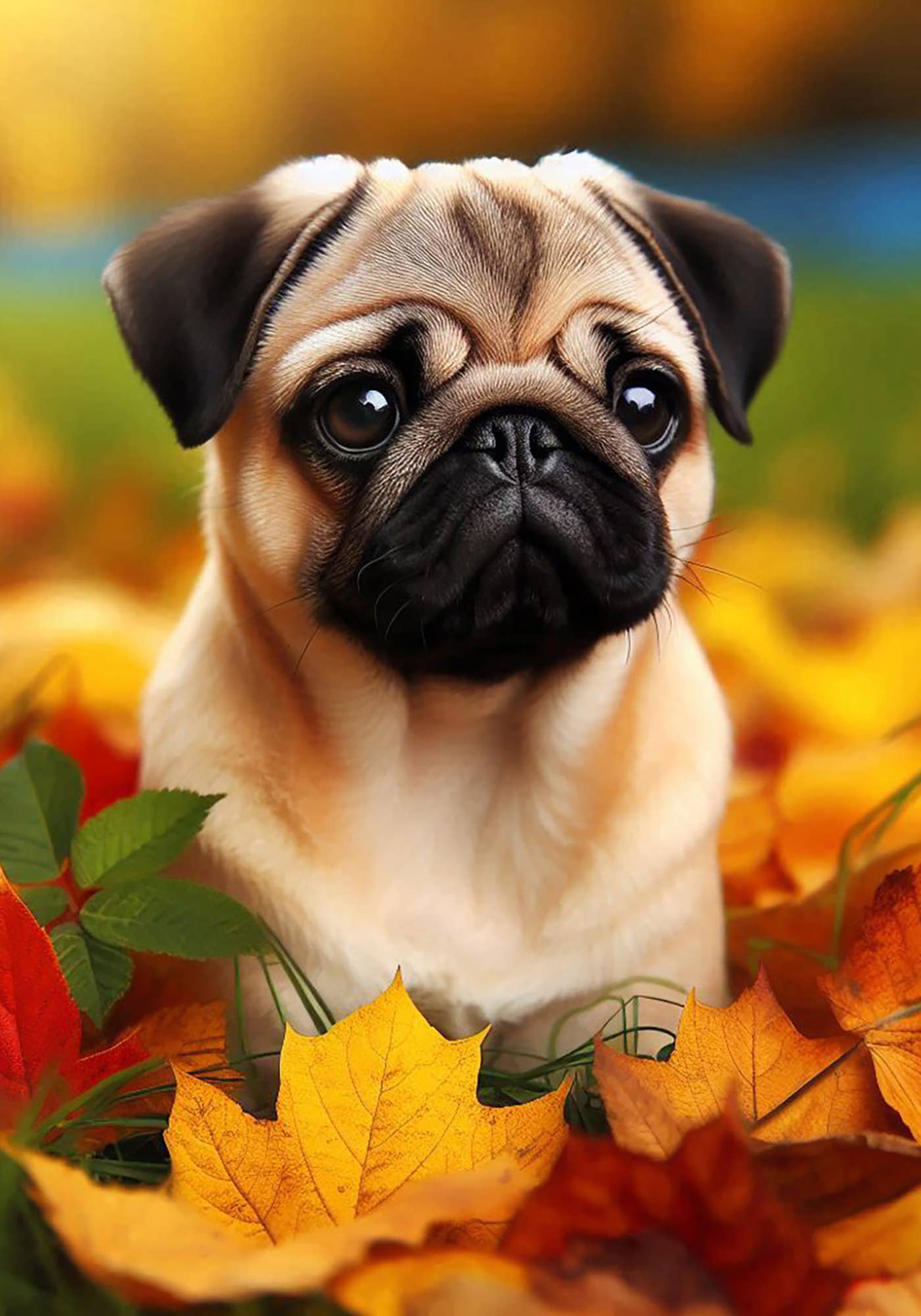 Best of Breed Products - Pug Fawn - Falling Leaves Garden Flag