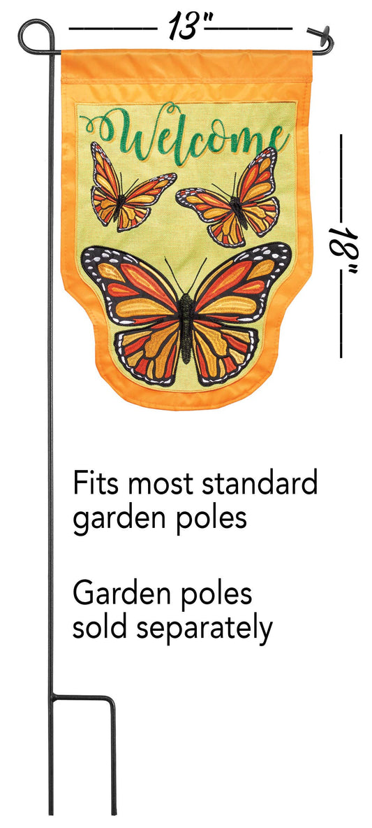 Magnolia - MONARCH BUTTERFLY WELCOME DOUBLE APPLIQUE GARDEN FLAG