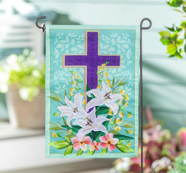 Easter Cross Applique Flag