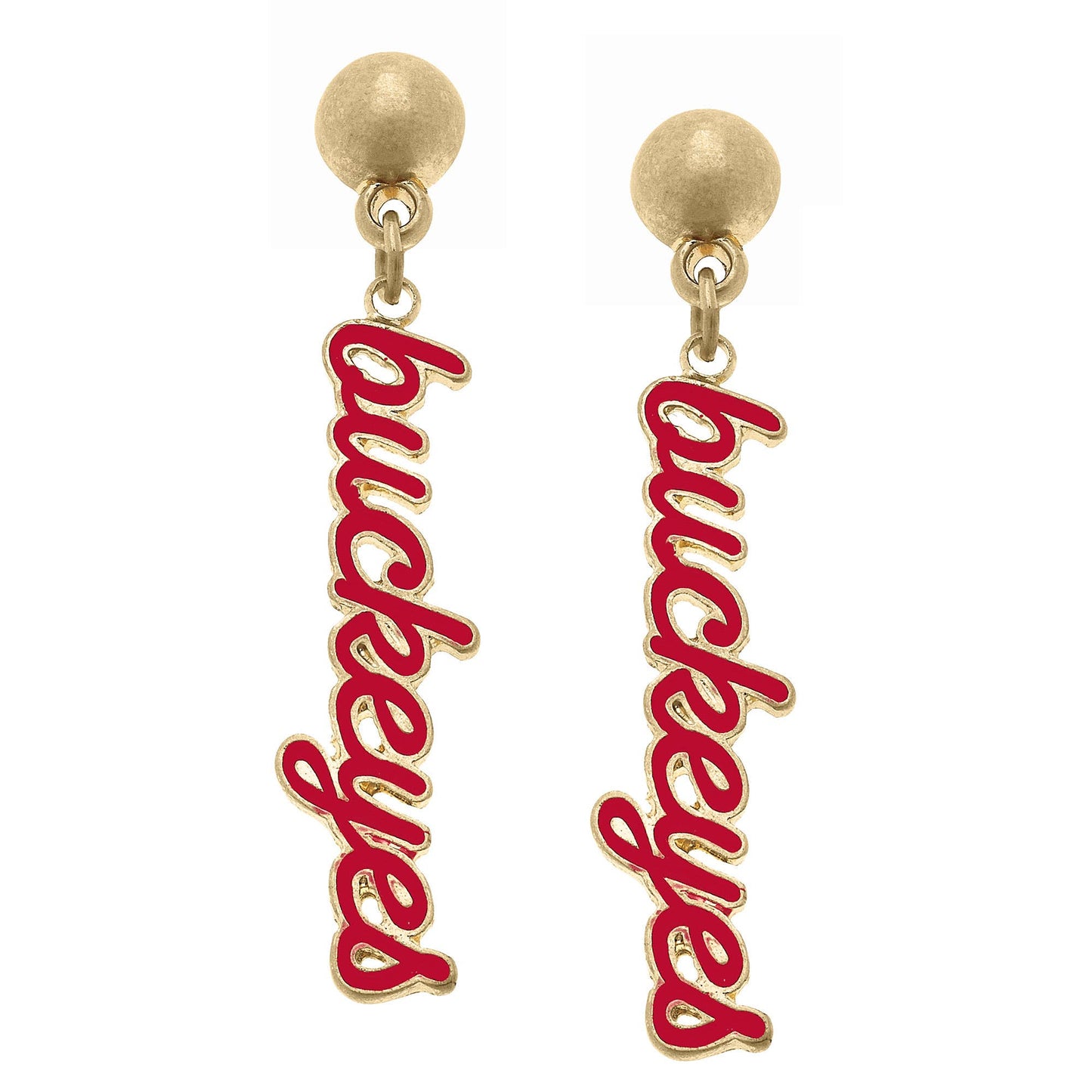 Canvas Style - Ohio State Buckeyes Enamel Script Earrings in Scarlet