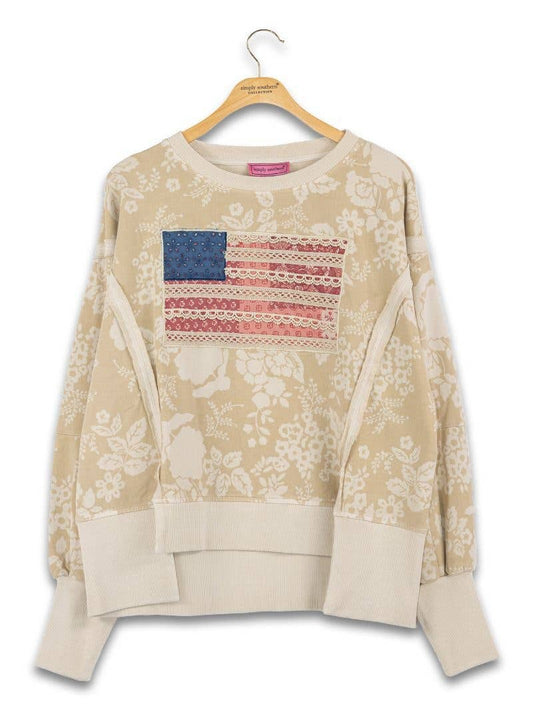 Simply Southern - Washed Flag Pullover