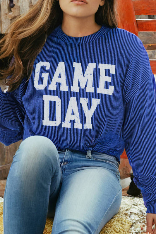 Let's Go Corded GAME DAY Graphic Long Sleeve Crewneck Top