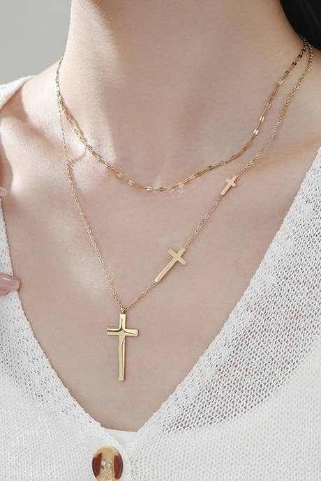 18K STAINLESS STEEL TARNISH FREE CROSS NECKLACE |