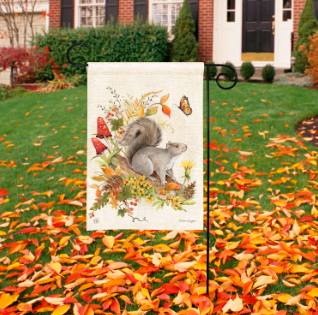 Fall Squirrel Garden Flag