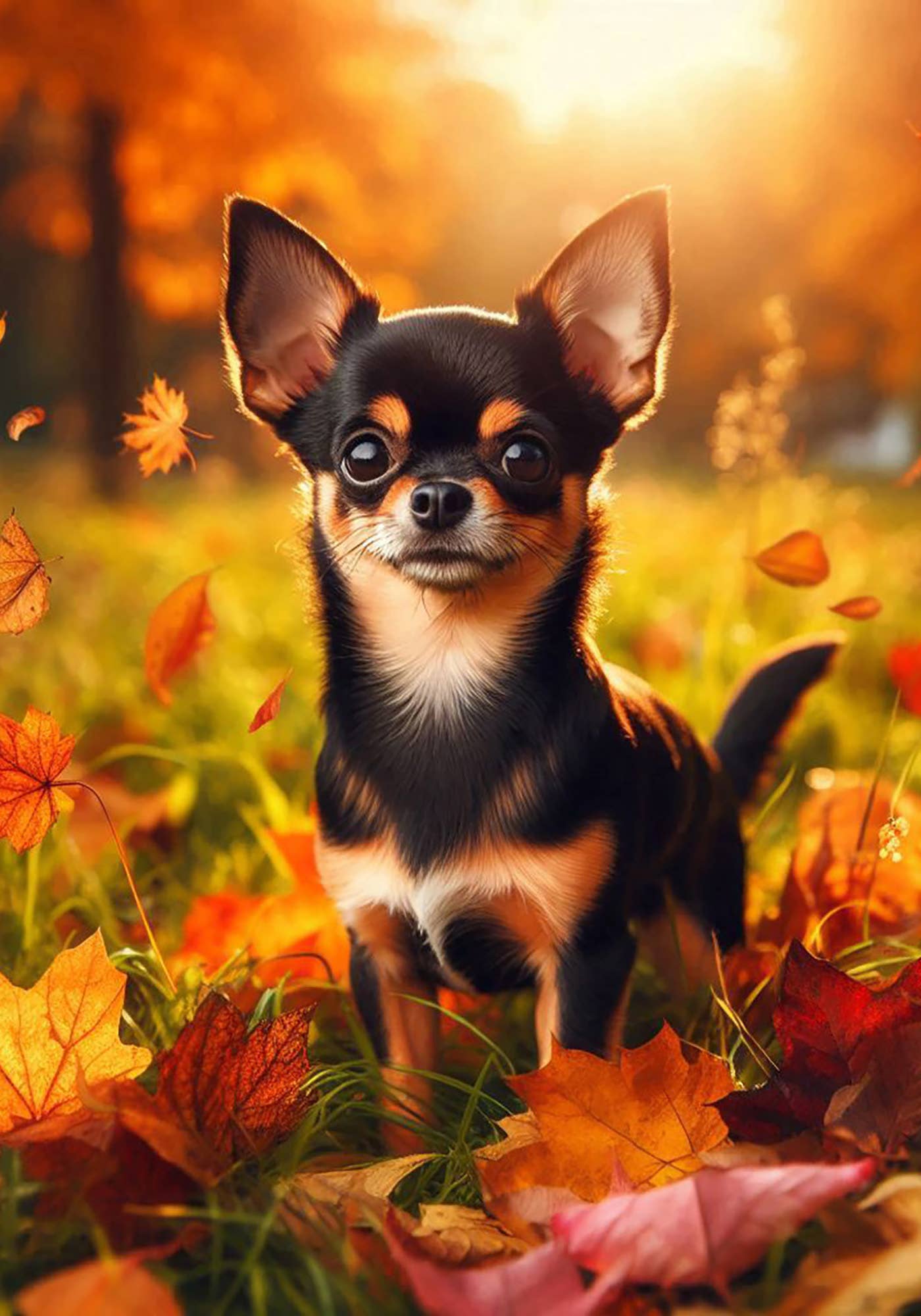 Best of Breed Products - Chihuahua Black Smooth - Falling Leaves Garden Flag