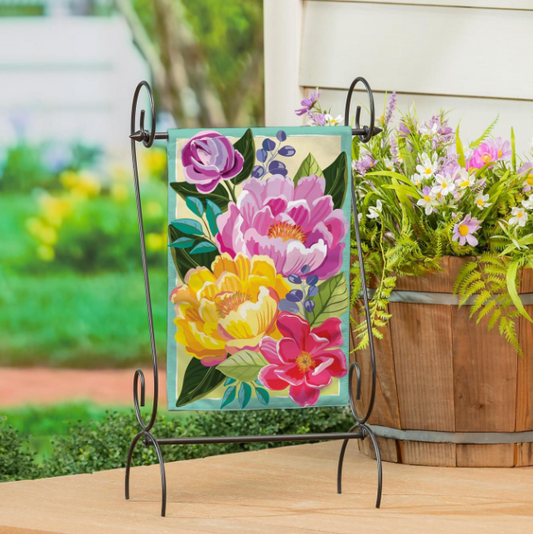 Floral Burst Burlap Flag