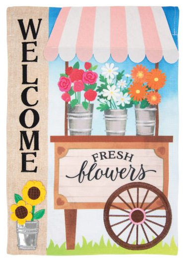 "Fresh Flower Cart" Double Applique Garden Flag