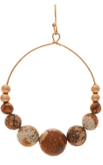 Gold Jasper Beads Hoop Earring