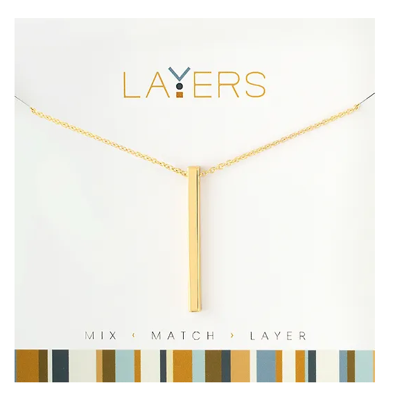 Gold Single Bar Layers Necklace LAY-31G