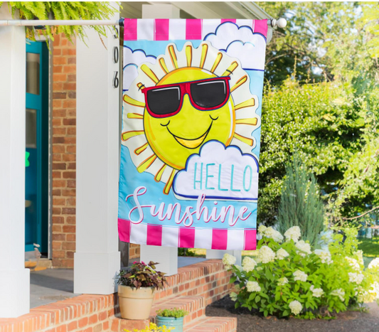 Hello Sunshine Applique House Flag
