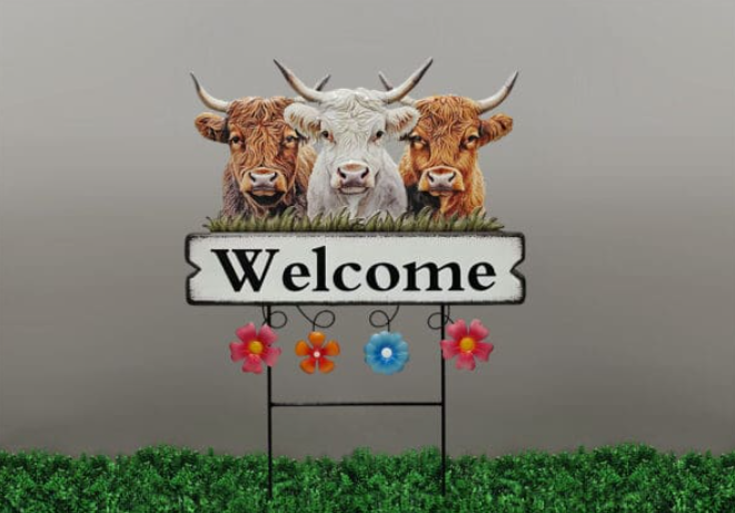 Metal Highland Cow Stake