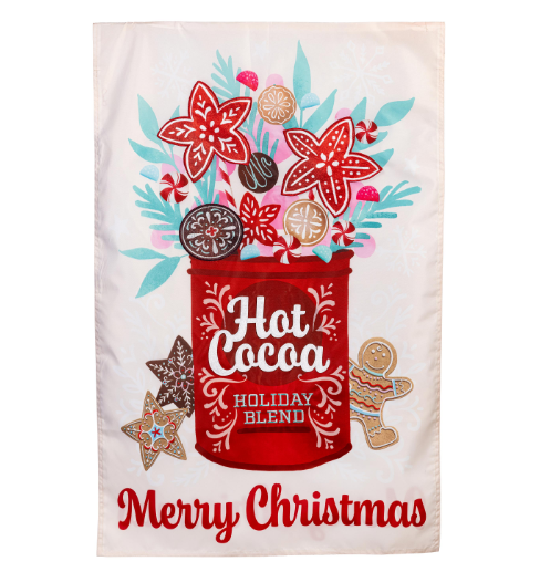 Hot Cocoa Holiday Blend Applique House Flag