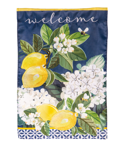 Hydrangea and Citrus Applique Flag