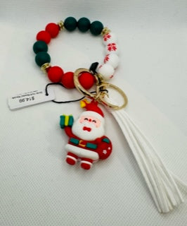 Santa Multi Beaded Bracelet Key Ring