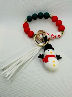 Snowman Multi Beaded Bracelet Key Ring