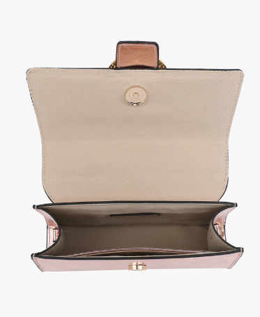 Brielle Metallic Buckle-Front Crossbody/Clutch w/ Chain Strap