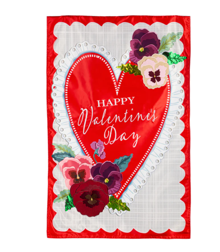 Lace Heart Applique Flag