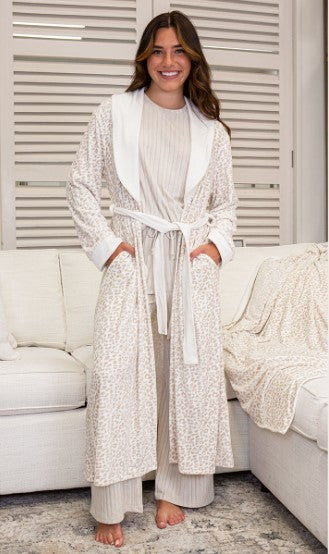 Leopard Harbin Robe Soft White/Overcast