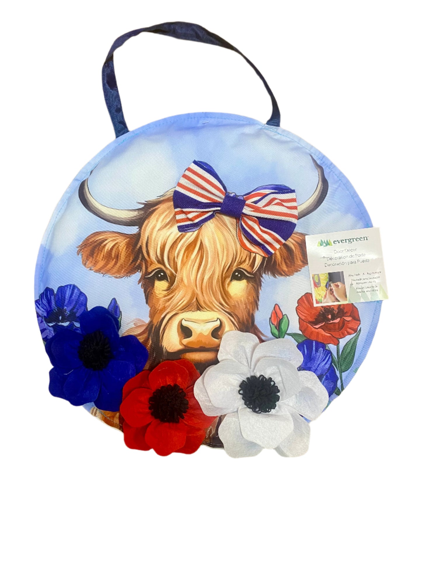 Patriotic Highland Cow Door Decor