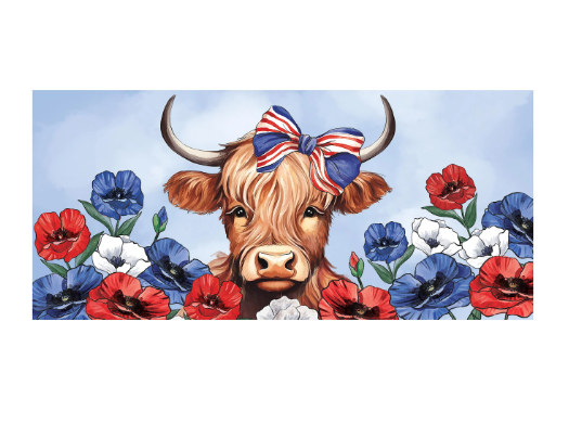 Patriotic Highland Cow Mailbox Cover