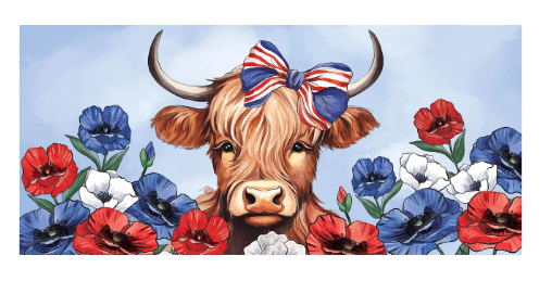 Patriotic Highland Cow Sassafras Mat