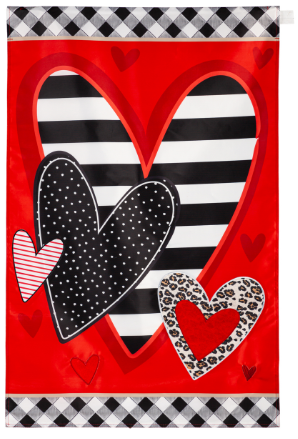 Patterned Heart Applique Flag
