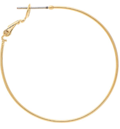 Gold 1.50" Skinny Lever back Hoop Earring