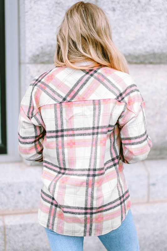 Teresa Plaid Button Front Chest Pocket Shacket
