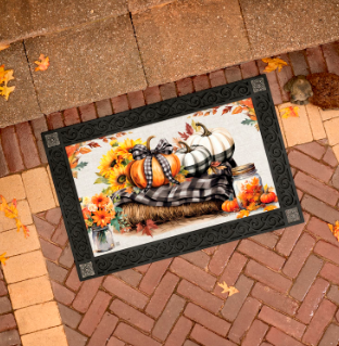 Plaid Pumpkins MatMate Door Mat