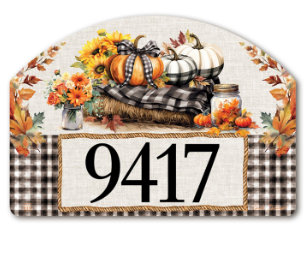 Plaid Pumpkins Yard DeSign