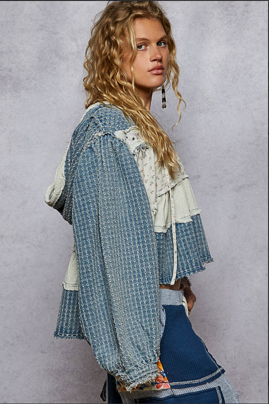 Pol V-neck balloon sleeve regular fit hoodie top