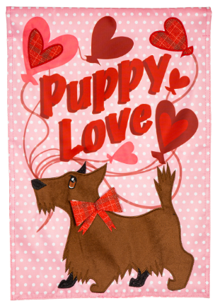 Puppy Love Applique Garden Flag