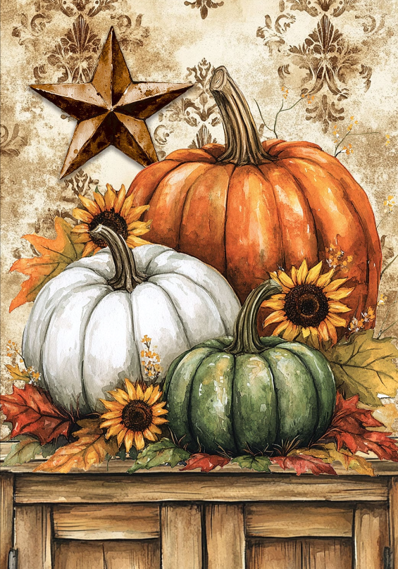 Rustic Pumpkins-Flag by Rhonda Abrams