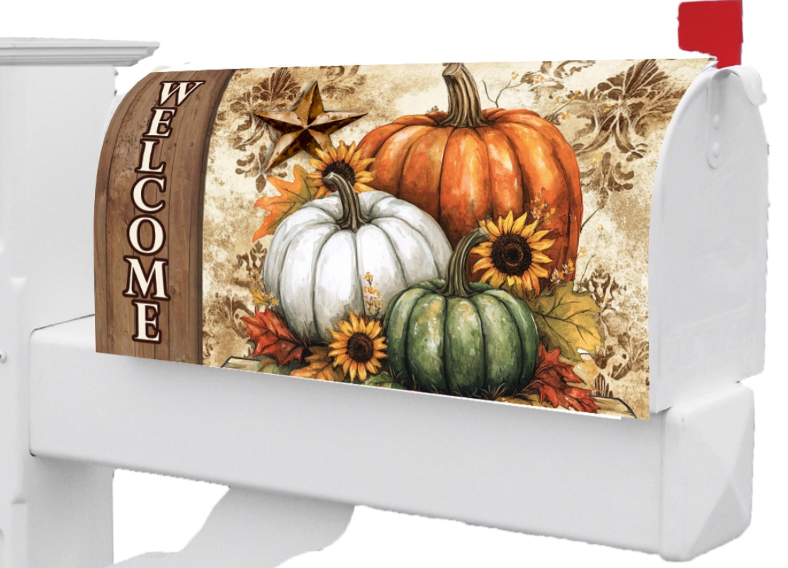 Rustic Pumpkins-Large Mailbox Makeover