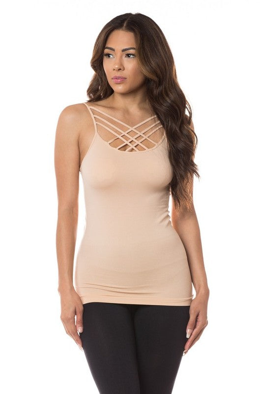 SEAMLESS TRIPLE CRISS-CROSS FRONT CAMI One Size