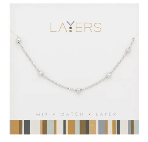 Silver Decorative Ball Layers Necklace Lay-525S