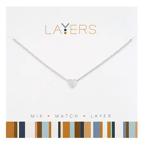 Silver Heart Layers Necklace Lay-635S